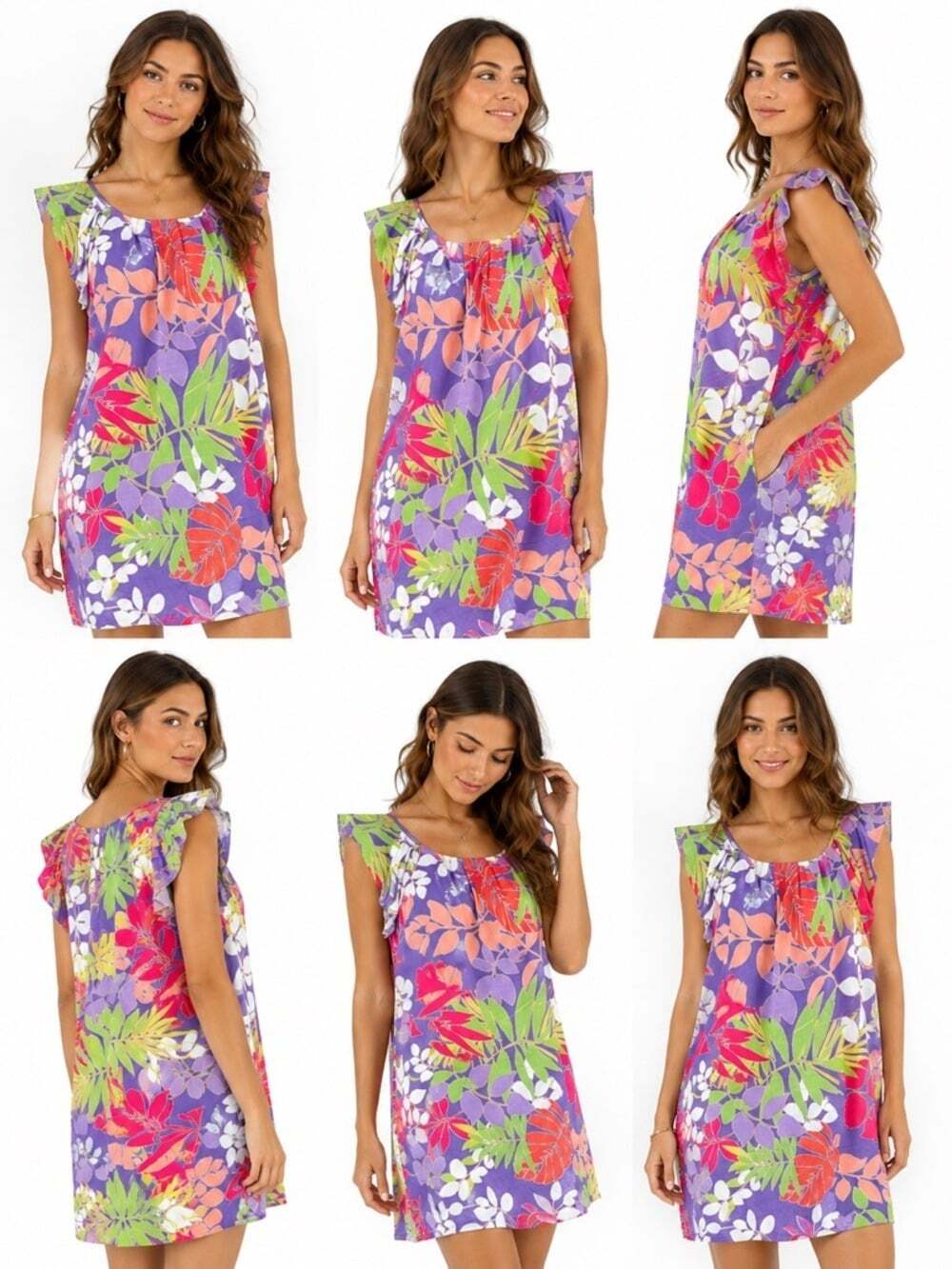 Esqualo Multicoloured Leaf Patterned Sleeveless Dress Womens Size 10 NWOT Chic